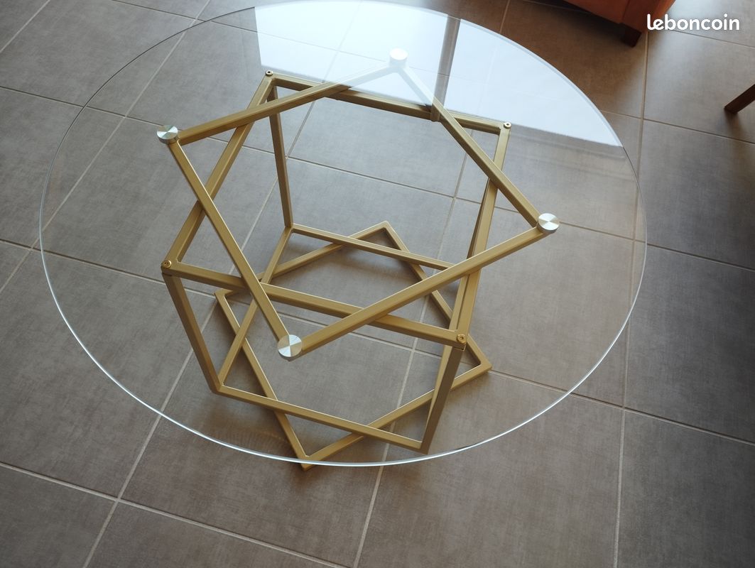 Table basse en verre, piètement doré (image 3)
