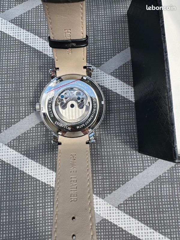 Montre heritor automatique,bracelet cuir noir (image 10)