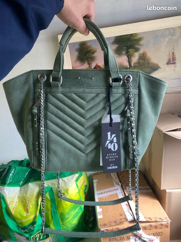 Sac Seau 1440 Ikks Ikks Sac Vert En Cuir IKKS Sac Besace Cuir Vert