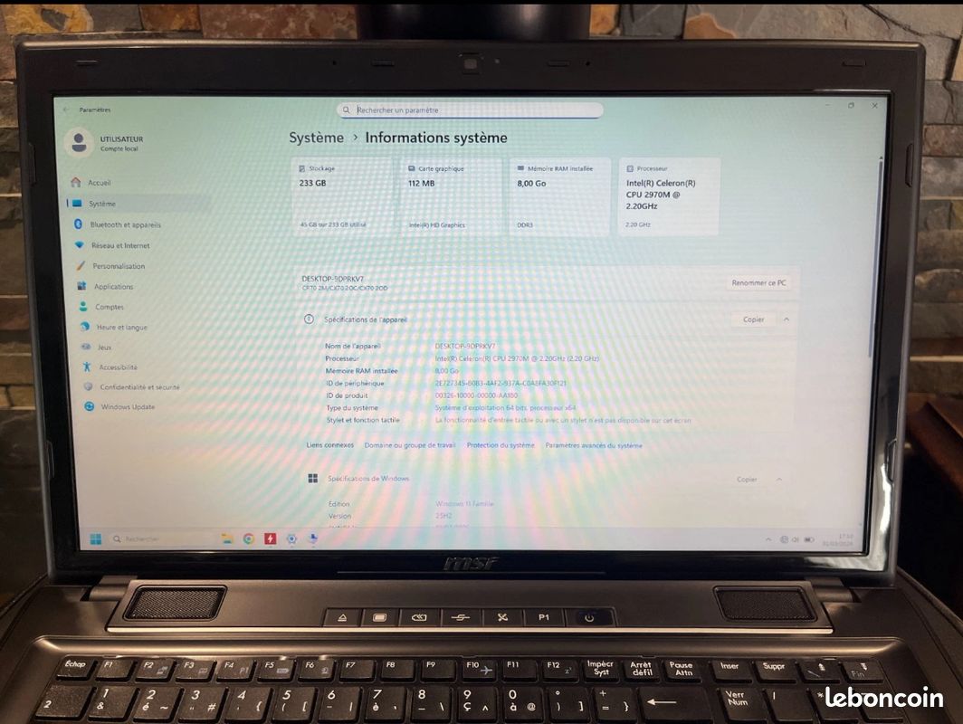 Test MSI FX700 : 17,3 pouces, core i5 et GT 425M - Les Numériques