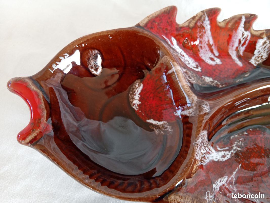 Ancien plat 4 compartiments Vallauris forme poisson vintage année 50/60 (image 3)
