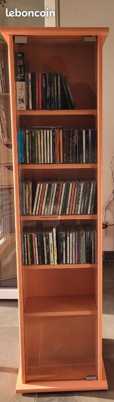 Meuble support 1 porte vitrée aimantée CD DVD LIVRES (image 2)
