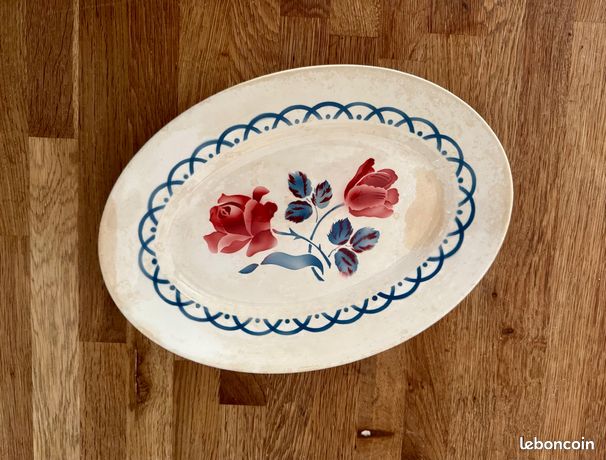 Plat ovale Boulogne Digoin Sarreguemines art déco