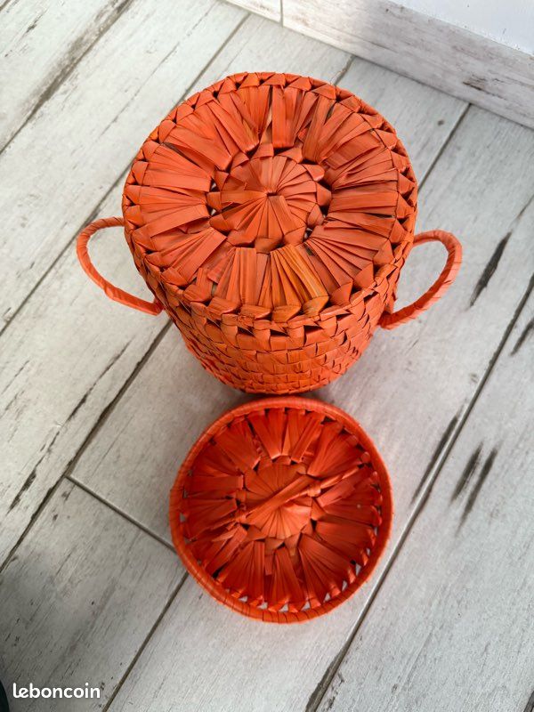 Panier de rangement bambou orange neuf (image 4)