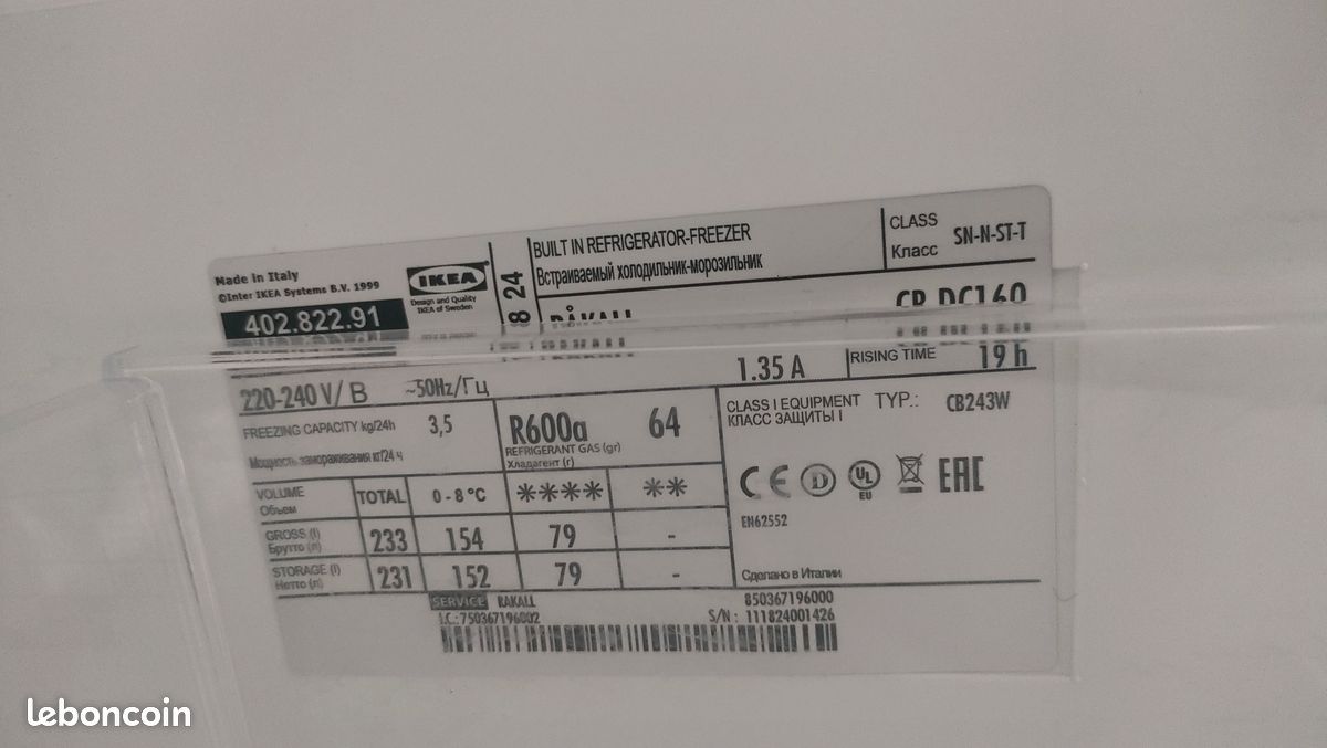Frigo encastrable Ikea RAKALL (image 7)