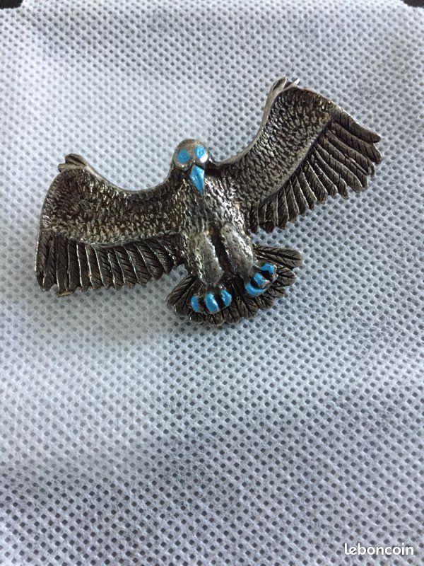 Broche argent et turquoise (image 1)