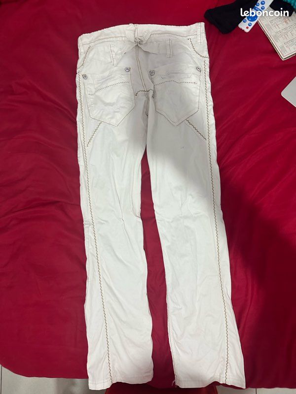 Jean homme blanc taille 30 style cargo (image 3)