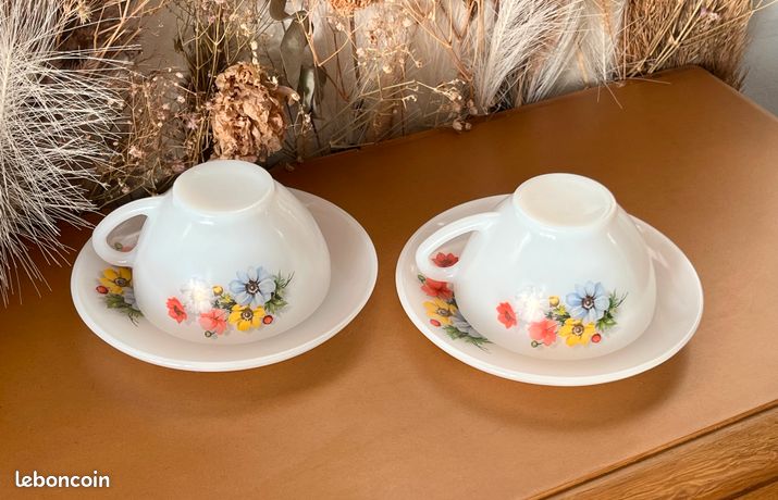 Lot De 6 Petites Assiettes Plates Arcopal France Vintage 19,7cm - Décor Floral