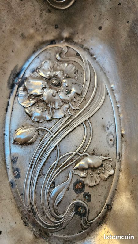 Coupe de centre de table ovale en métal argenté de style Art nouveau (Jugendstil)WMF 1900 annonce 602 (image 4)
