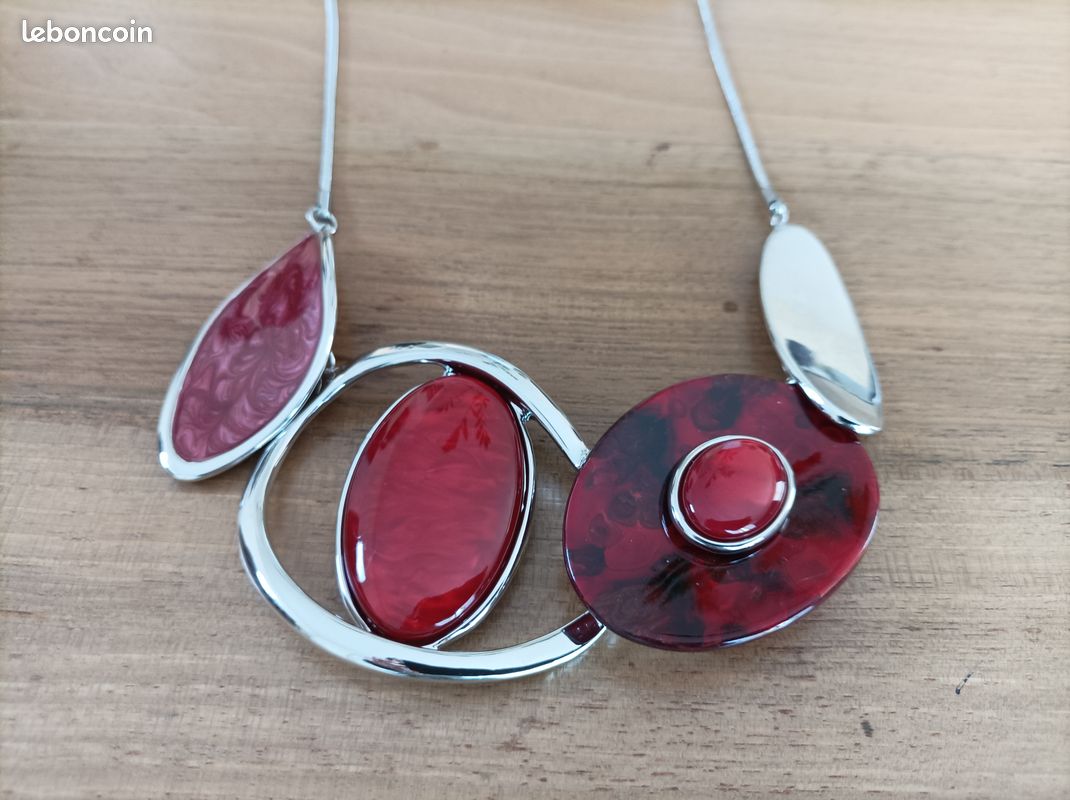 Collier fantaisie metal argente (image 6)