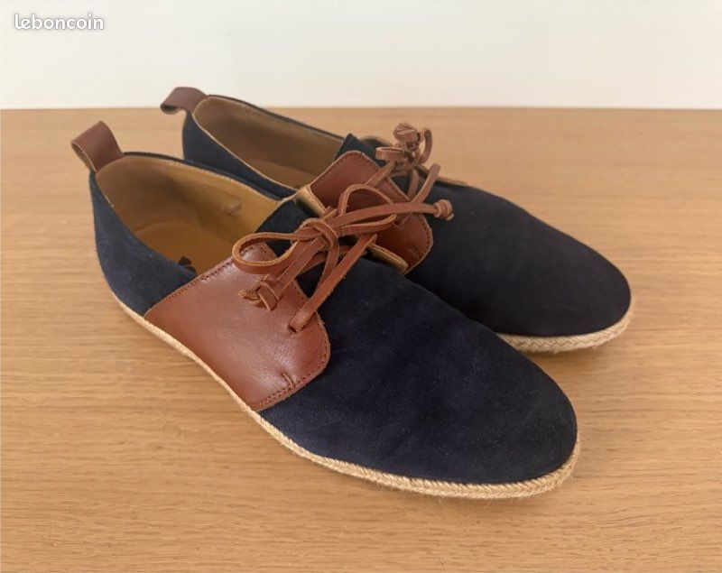 Chaussures Bobbies (daim bleu et cuir camel) Chaussures
