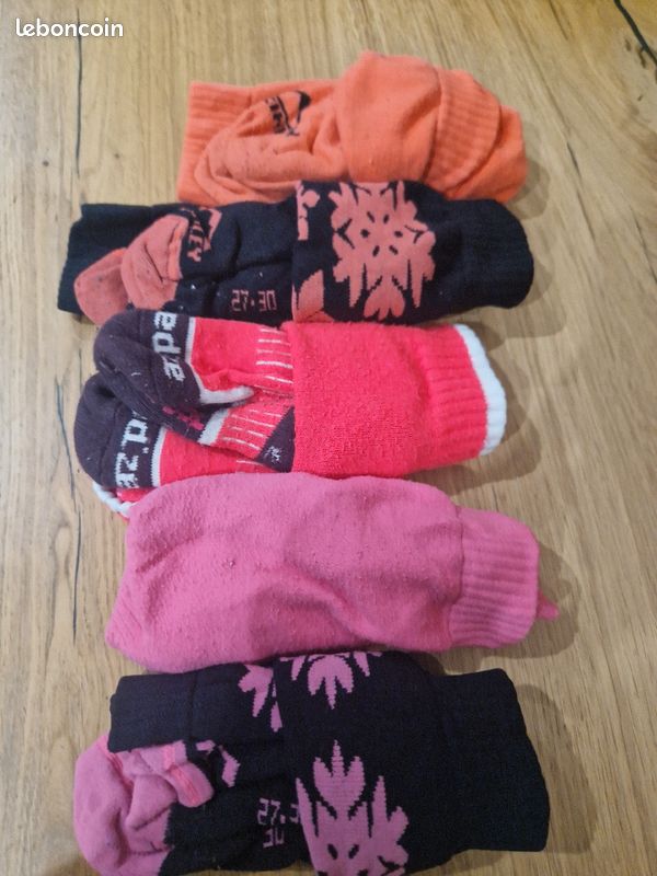 Chaussettes ski paires fille taille 27-30 Vêtements
