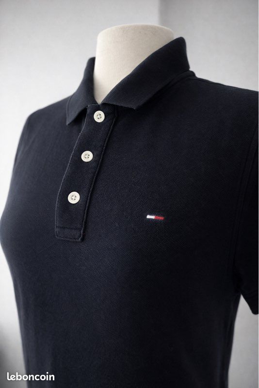 Polo noir Tommy Jeans femme – Slim Fit – coton – taille S – excellent état (image 3)