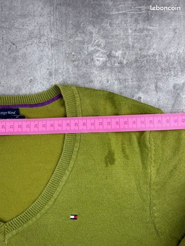 Pull Tommy Hilfiger Pima Cotton Blend Vert Anis Femme Taille M N0554 (image 5)