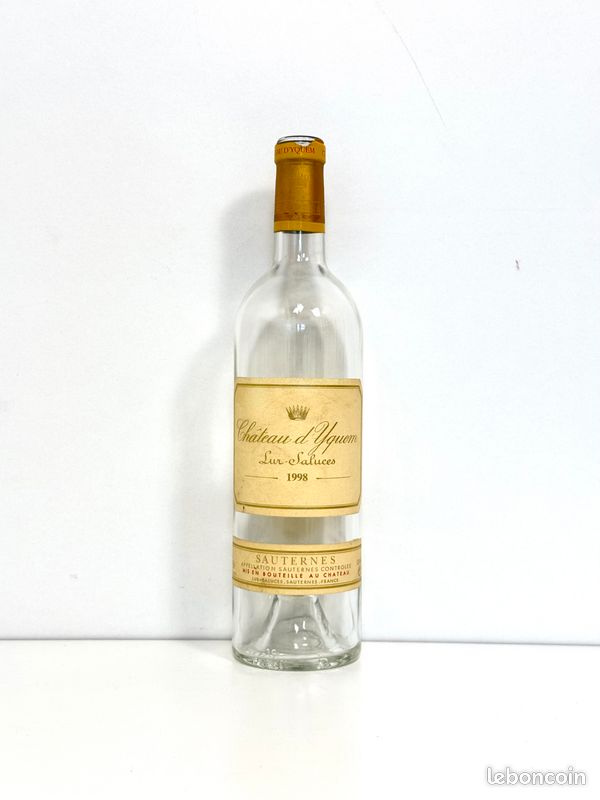 ✨YQUEM 1998✨Rare - Bouteille vide Château d’Yquem 1998 Sauternes 75cl bordeaux collection étiquette décoration cave vin bar restaurant (image 1)