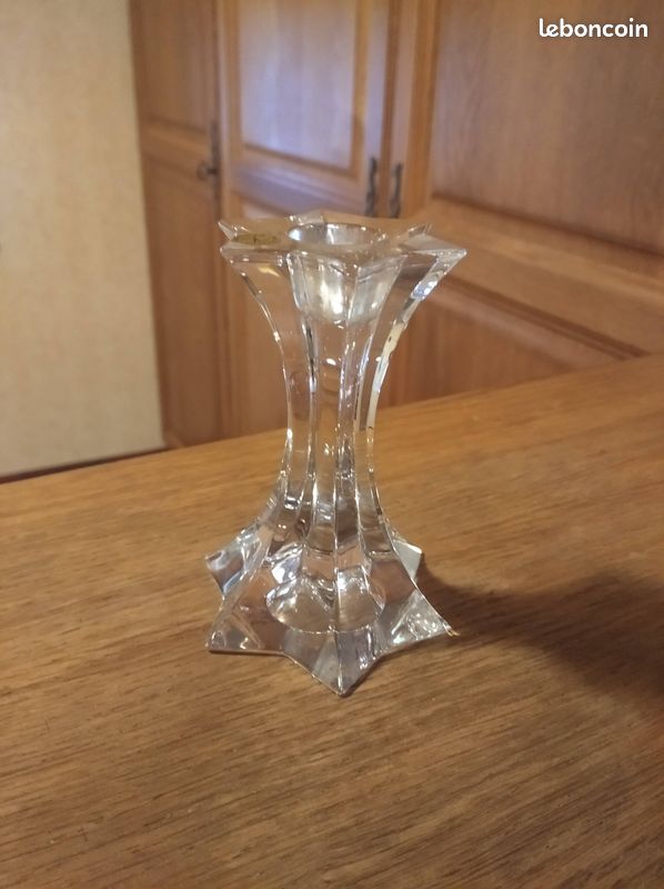 Ancien Bougeoir En Cristal Taillé - 6 1/2 Pouces, Excellent état