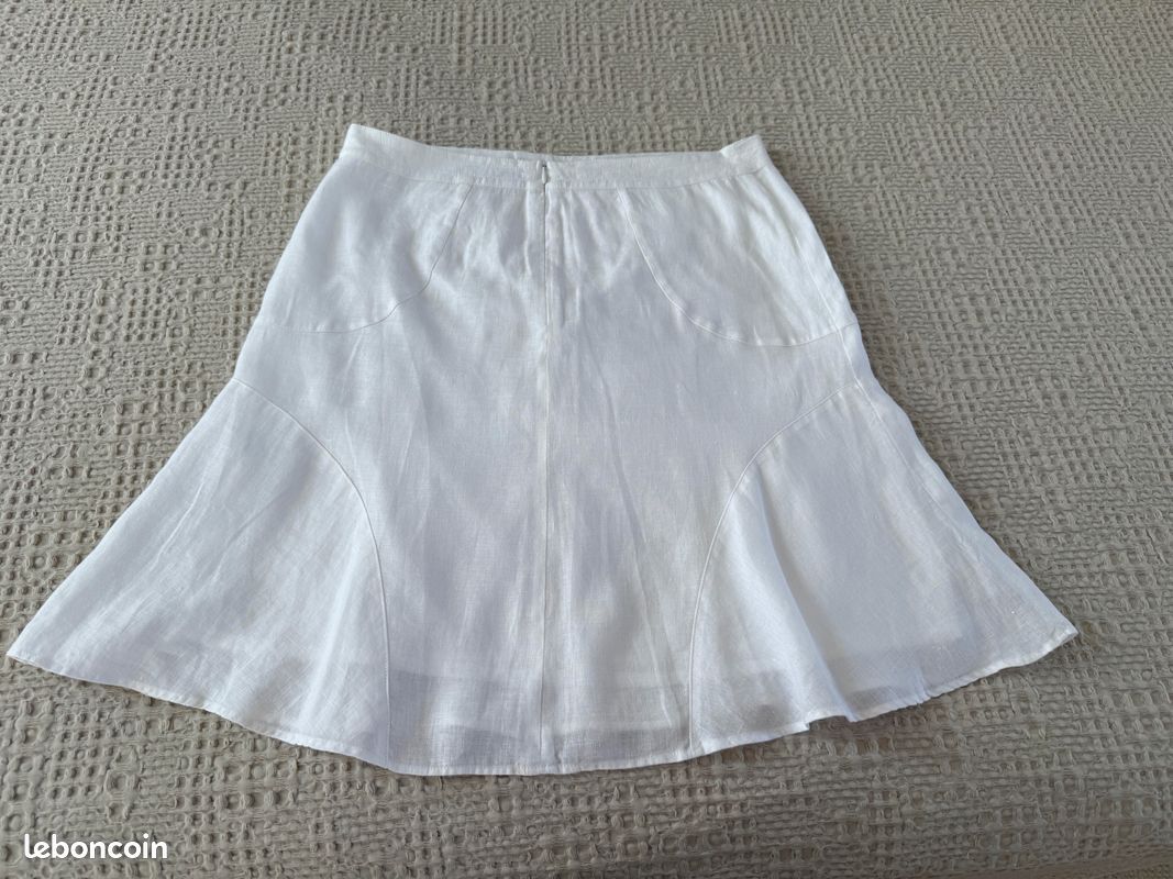 Jupe mi longue lin blanc CAROLL T 42 Vêtements