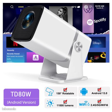 Projecteur ThundeaL 4K 30fps - Android 13, 8G ROM, 5G WiFi6, 1080p