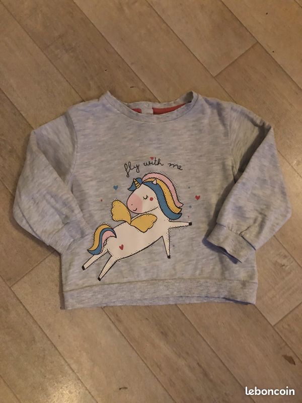 Pull gris licorne fille Tex (image 3)