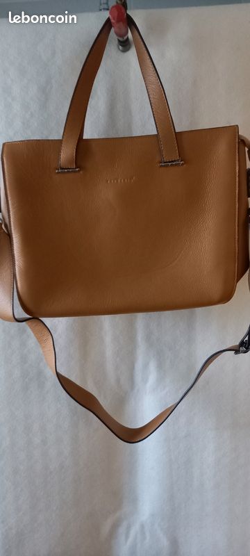 Sac Besace Frederic En Cuir Et Fourrure Rase Marron - Dimensions 25x22x5 Cm, TBE