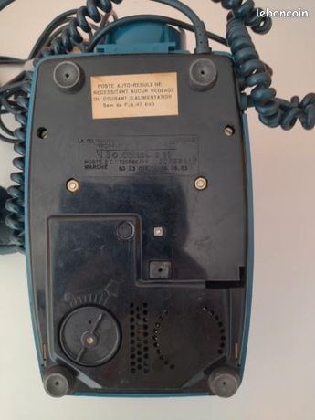 Ancien Téléphone à Cadran Socotel S63 Bleu - France, Année 1983 - Vintage