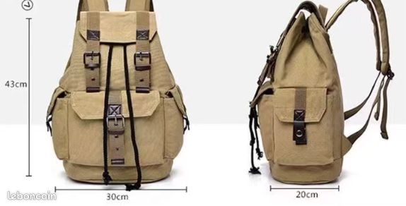 Sac à Dos Vintage Newco Japon – Armature Alu – Kaki/beige – Camping Randonnée