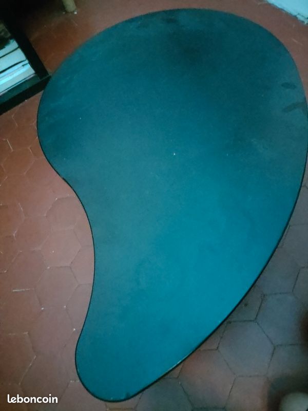Table basse noir bois pied metal argenté (image 2)