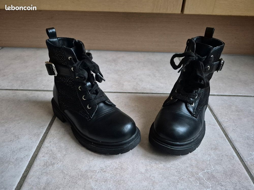 La Halle Chaussure Bebe Fille Noir Bottines Cuir La Halle Fille - Main Image