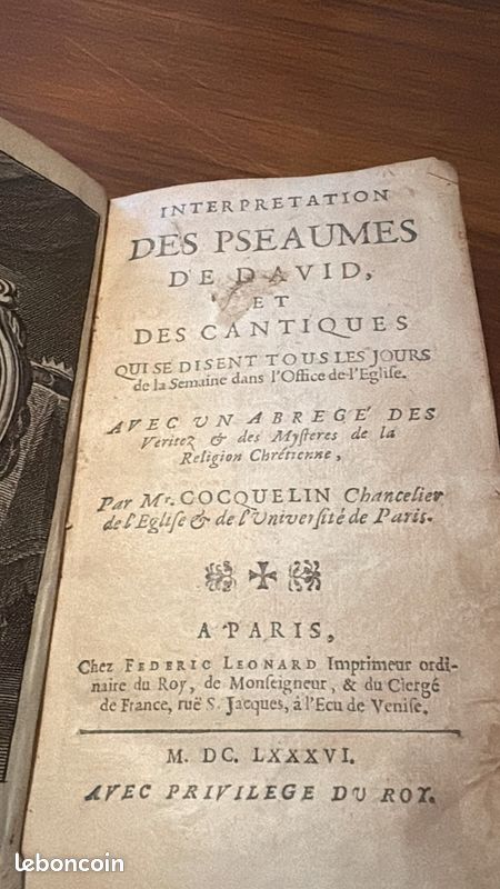 Nicolas Cocquelin – Interprétation des Pseaumes de David et des Cantiques – Paris, Frédéric Léonard, 1686 (image 6)