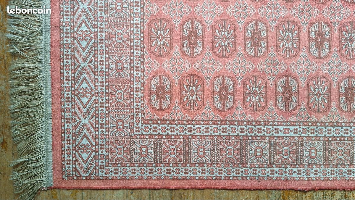 Tapis turkmène Ersari Bokhara vintage fait main Laine soyeuse brillante 123 cm x 69 cm (image 4)