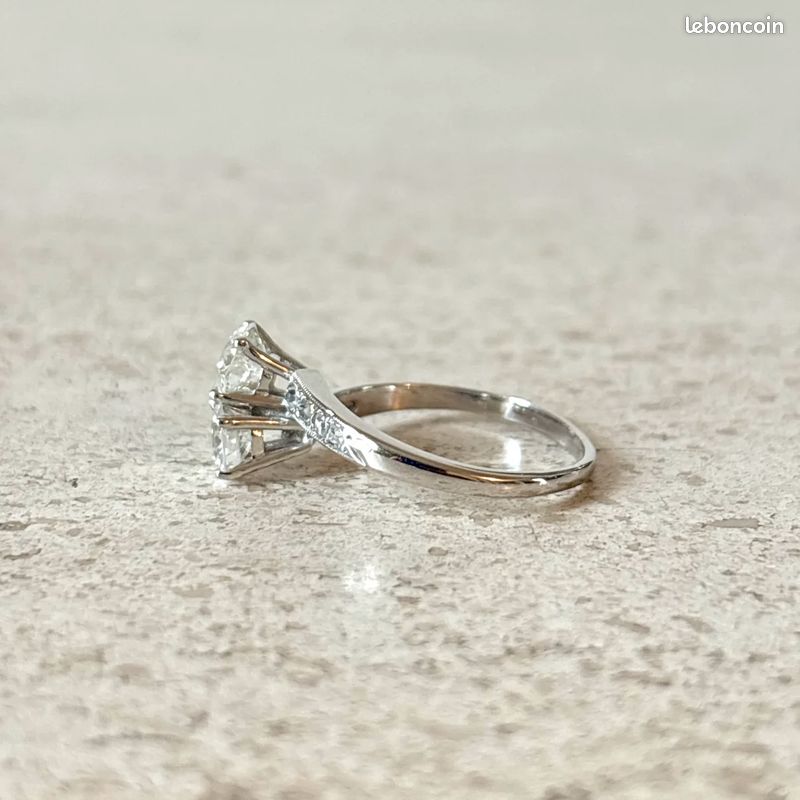 Bague Vintage Solitaire Cristal Taillé Doré - Taille 59, Or Fin, Marque Rodier ?, Occasion