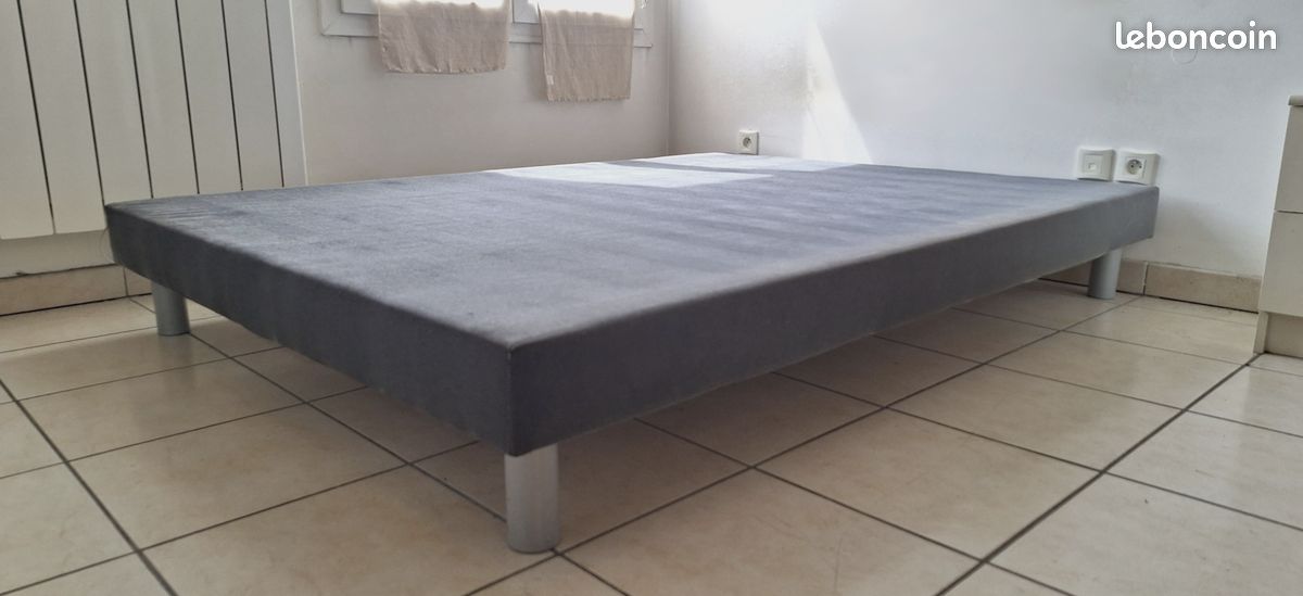 Sommier tapissier gris moderne 140x190 (image 3)