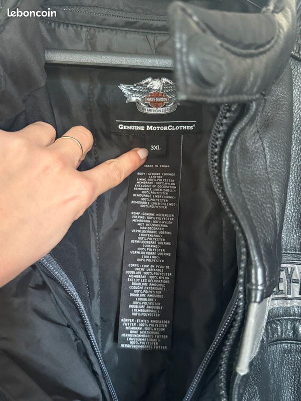 Blouson moto cuir noir Harley-Davidson® 3XL Men's Triple Vent