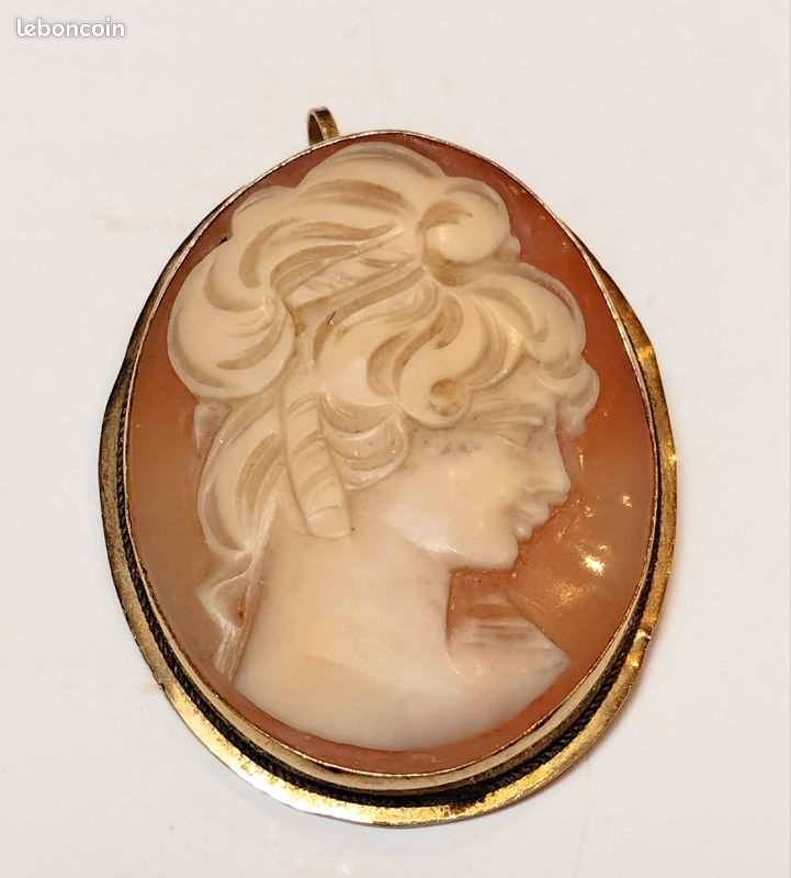 Pendentif broche or camée coquillage (image 6)