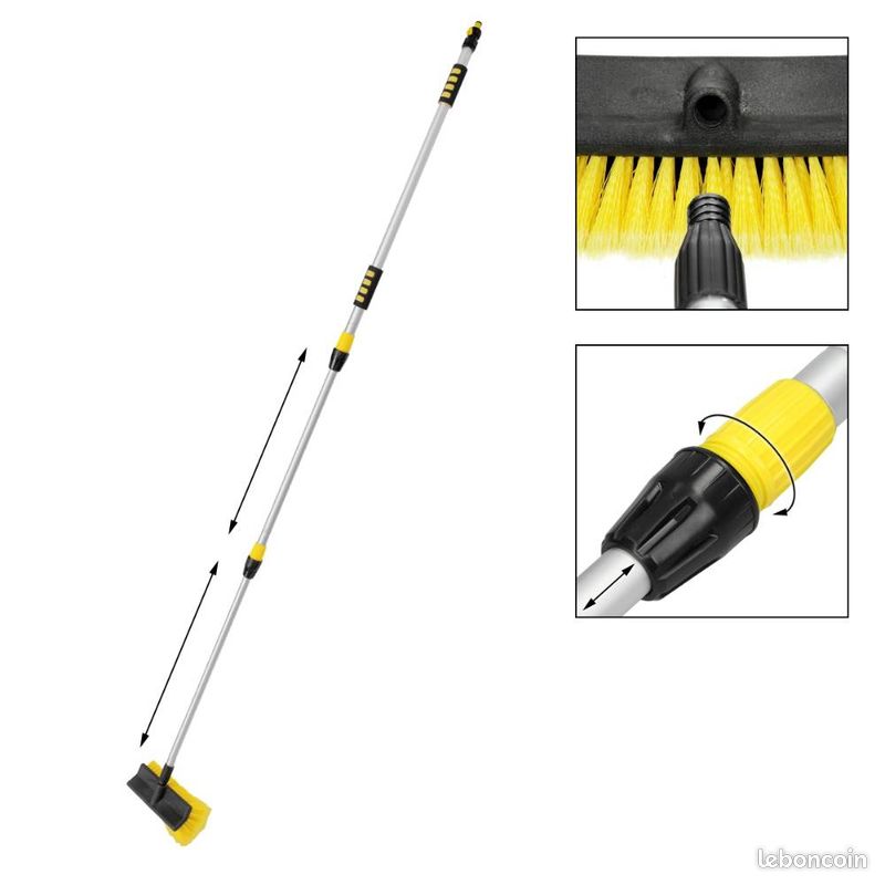 Brosse de lavage nettoyage télescopique aluminium 130-300cm -NEUF- Livraison gratuite (image 5)