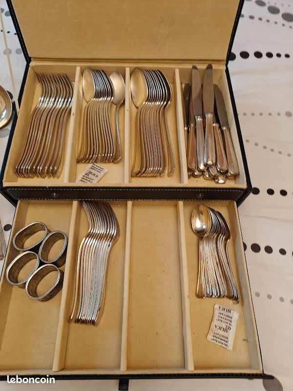 7 CUILLÈRES DE TABLE EN MÉTAL ARGENTÉ Modèle