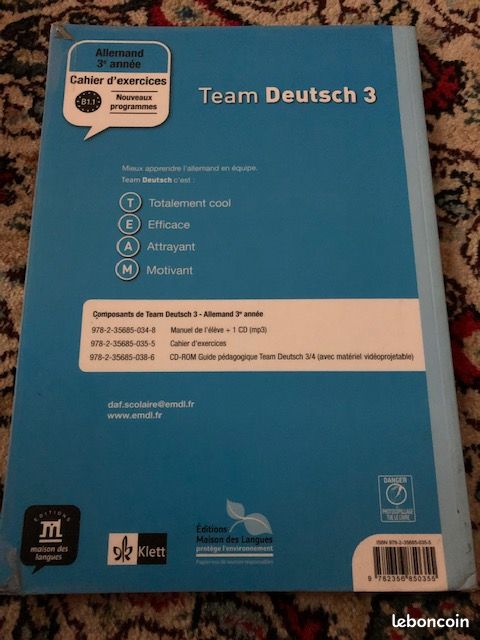 Cahier exercices Team Deutsch 3 Allemand (image 2)