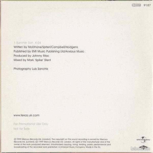 Texas - Summer Son - CD Promo France (alival) (image 2)