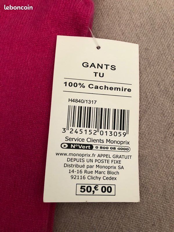 Gants cachemire fushia neuf (image 4)