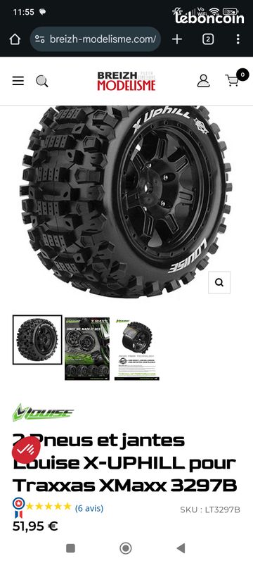 LOUISE 2 Pneus Et Jantes X-Uphill Pour Traxxas XMaxx 3297B – Technologie MFT, Gomme SPORT Medium-Soft, Accroche Exceptionnelle En Tout Terrain