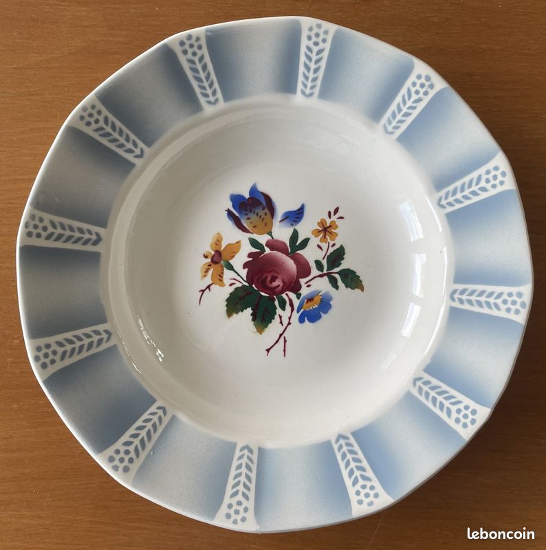 6 assiettes creuses anciennes en faïence de Sarreguemines (image 4)