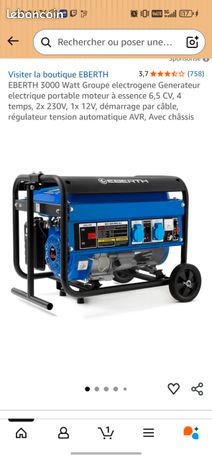 EBERTH 5000 Watt Groupe électrogène Diesel Generateur Electrique Portable 10 Cv 4 Temps Demarreur Electrique 2x 230v 1x 12v 96464279
