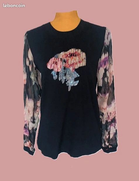Très jolie blouse à sequins René Derhy t36/T38 Vêtements