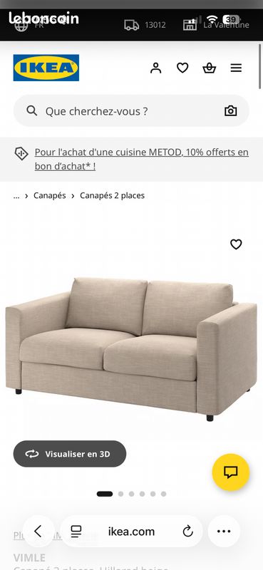 Canapé Vimle beige + housse de rechange gris (image 1)
