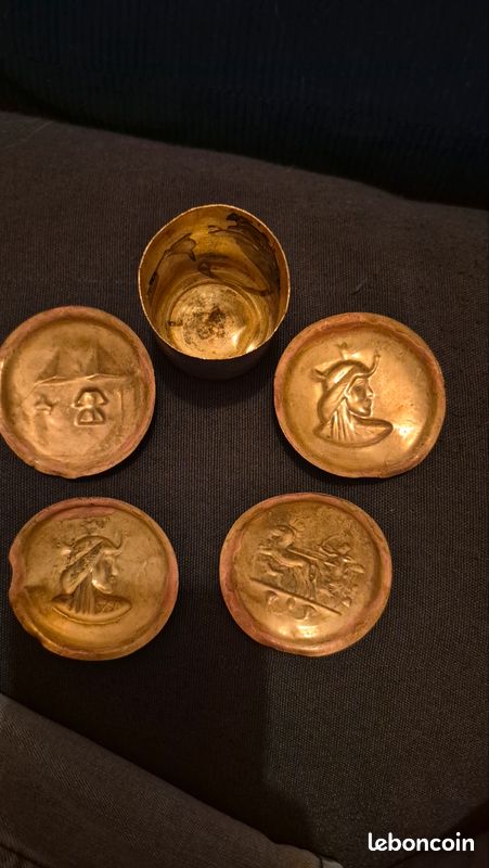 ​Lot de 5 Appliques & Embouts en Laiton Réoussé - Style Égyptien (Egyptian Revival / Hollywood Regency) (image 3)