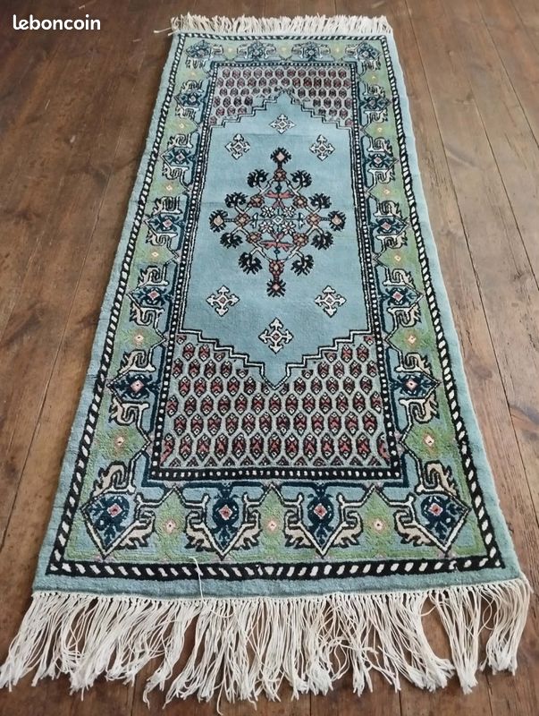 Grand Tapis Vintage Berbère De Tunisie – Laine Noire – 1920-1960 – Rare, Forme Rectangulaire