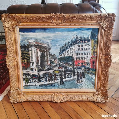 Tableau huile sur toile École de Paris La porte Saint Denis signée Lucien Génin