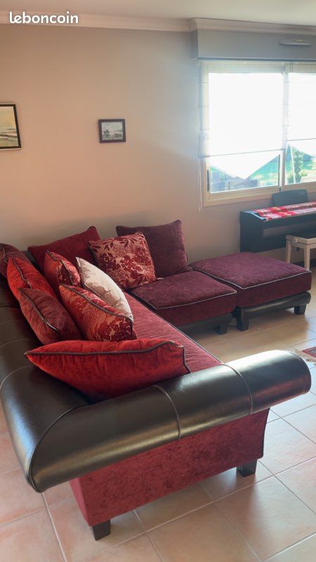 Canapé d’angle avec pouf et fauteuil (image 2)