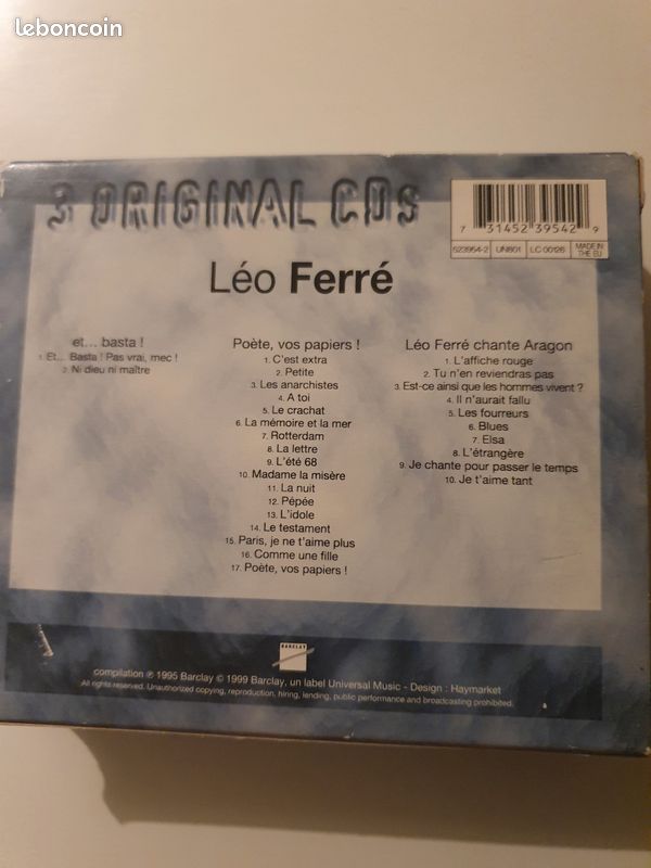 Coffret de 3 CD de Léo Ferré neufs dans boîte d'origine (image 2)