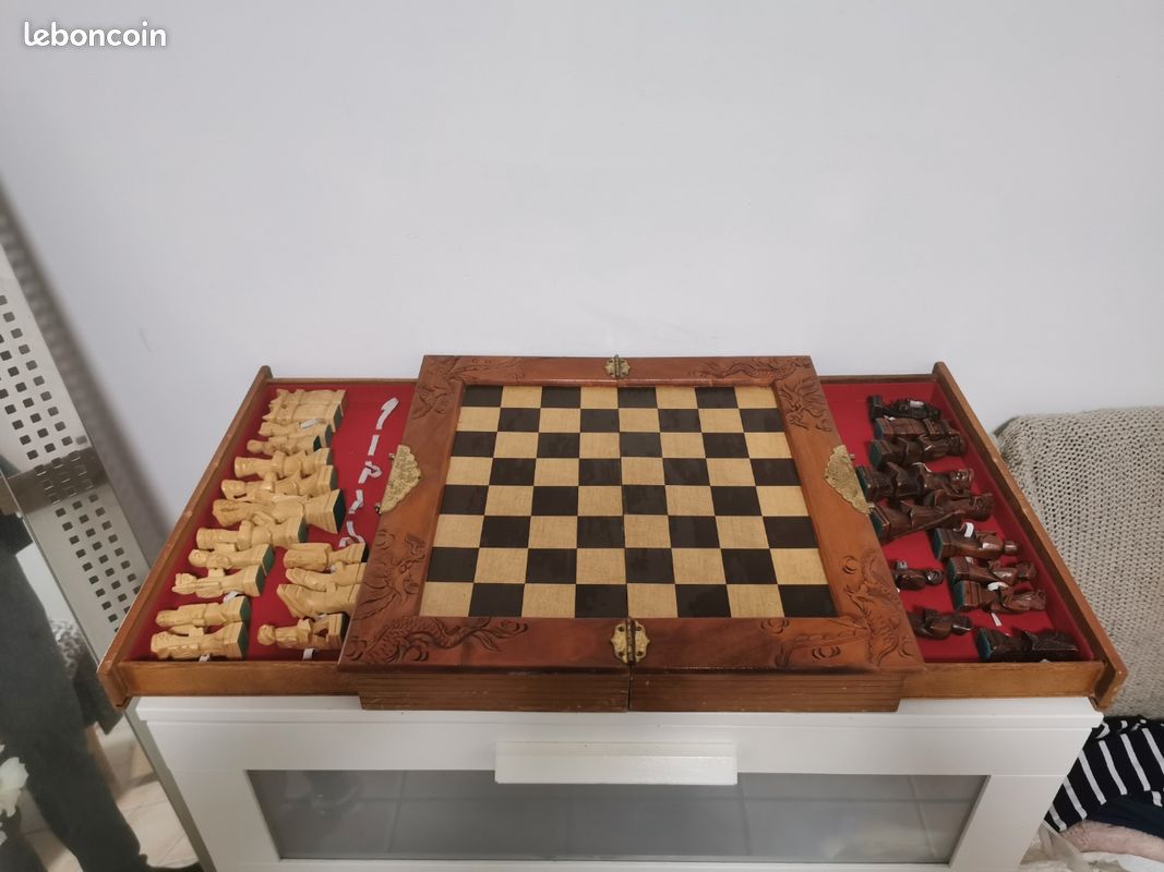 Ensemble jeu d'échecs japonnais - laqué bleu